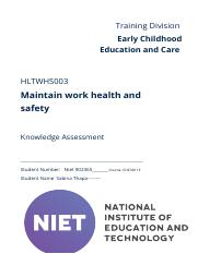Third Resub HLTWHS003- theory Knowledge Assessment V2 (Jan 2019) (3) (3) (1) (1) (1).docx