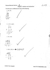math homework: addition and subtraction
