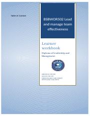 BSBWOR502 Lead and manage team Learner Workbook_vApril2020.docx