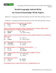 Geography of World Solved MCQs (for CSS, PMS, NTS) GK Paper - (Part-3).pdf