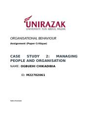 ORGANISATIONAL BEHAVIOUR paper critique.docx
