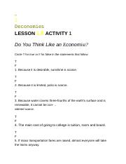 Thinking like an economist questions