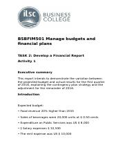 BSBFIM501 - Manage budgets and financial plans - Task 2 (Activity 1 e 2).docx