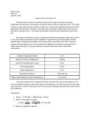 Science Lab Report Volume of a Gas