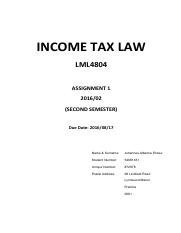 Assignment 1 - Income Tax Law