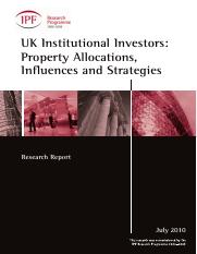 UK Institutional Investors- Property Allocations, Influences and Strategies (July 2010) Major Report