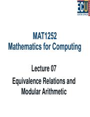 MAT1252 Lecture 7 - Equivalence Relations and Modular Arithmetic(1).pdf