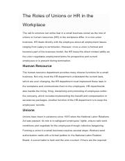 The Roles of Unions or HR in the Workplace.pdf