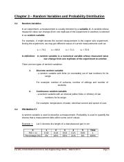 Chapter 3 - Random Variables and Probability Distribution