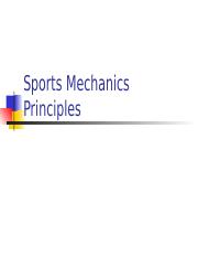 Sports Mechanics  Principles