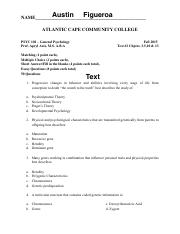 ACCC Fall 2015 PSYC101 - Test 2