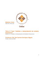 Tarea 4_Contabilidad y Finanzas_Caso “Análisis e interpretación de estados financieros”_Ma. Del Carm