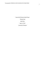 Internal and External Factors Paper