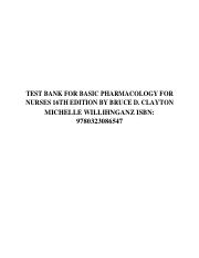 Test Bank for Basic Pharmacology for Nurses 16th Edition Clayton.pdf
