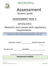 SITXGLC001 Assessment 2 - Project.docx
