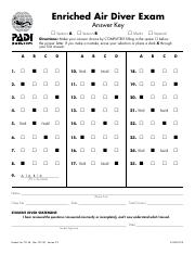 Enriched Air Diver Exam Answer Sheet