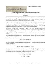 Lab 3 Limiting Reactant and Excess Reactant (1)