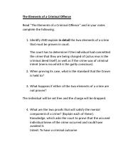The Elements of a Criminal Offence Questions.docx