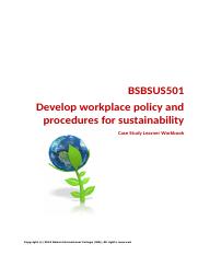 BSBSUS501 Case Study Learner Workbook V1.0.docx
