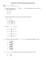 Unit 3B Solving Quadratic Equations CA.docx