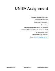 assignment cover page unisa