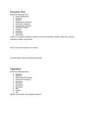 Enzyme Study Guide