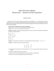 HW 1 - Systems of Linear Equations