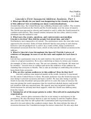 Lincoln's First Inaugural Address Analysis, Part 1.docx