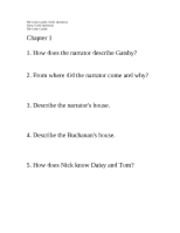 The Great Gatsby Study Questions