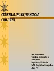 CEREBRAL PALSY & HANDICAP CHILDREN - 2018.ppt