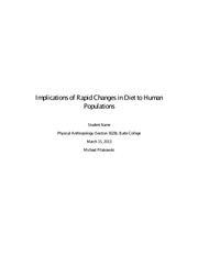 Implications of Rapid Changes in Diet to Human Populations