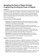 Navigating the Realm of Object Oriented Programming Unveiling the Power of Objects.pdf