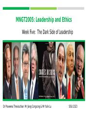 Tutorial  Week 5 MNGT2005 - The Dark Triad of Leadership2023.pptx