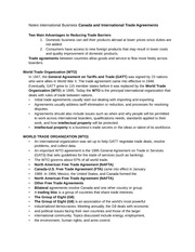 Notes International Business Canada and International Trade Agreements