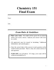 CHM151 Final Exam
