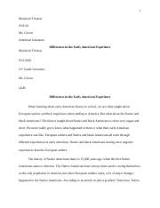Lit- Differences in the Early American Experience Essay.docx