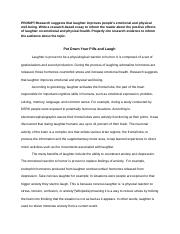 research essay on laughter
