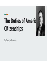 The Duties of American Citizenships