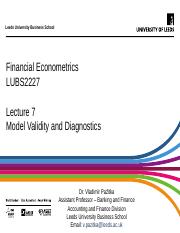 LUBS2227 - Lecture 7 - Model Validity and Diagnostics.pptx