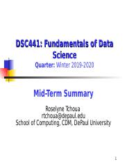 DSC 441 : Fundamental of Data Science - DePaul University
