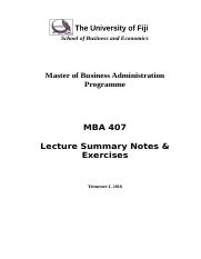 FILE 2 - MBA 407 Lecture Notes  Practical Problems, 2016