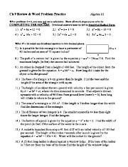 Alg 1H Quadratic Word Problems & Review 2022 without Key.pdf