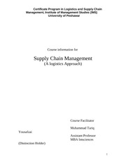 Logistics and Supply Chain Management University of Peshawar Pakistan