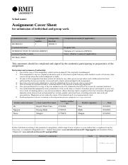 rmit cover sheet for assignments