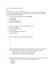 The Elements of Living Organisms Assessment.docx