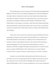 argumentative essay on money can't buy happiness