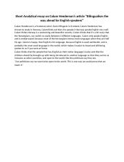 analytical essay 'bilingualism the way ahead for english speakers'.docx