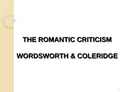 Romantic Criticism Wordsworth and Coleridge