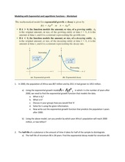 modeling with exponential and logarithmic functions-worksheet