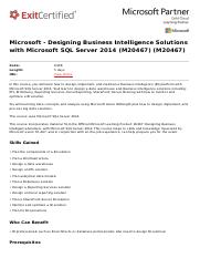 opblijven zonne interview Designing-business-intelligence-solutions-with-microsoft-sql-server-2014-m20467-m20467.pdf  - Microsoft - Designing Business Intelligence Solutions With - SS10 |  Course Hero